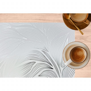 Lot de 6 sets de table motif feuillage avec encre métallique EDEN - 30 x 45 cm - Argent et blanc