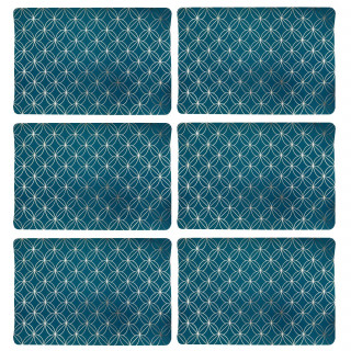 Lot de 6 sets de table motif géométrique avec encre métallique OTTO - 30 x 45 cm - Or et vert