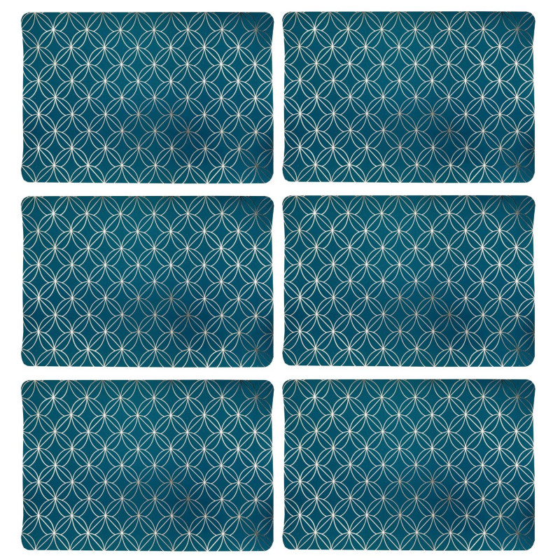 Lot de 6 sets de table motif géométrique avec encre métallique OTTO - 30 x 45 cm - Or et vert