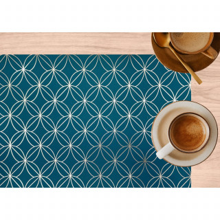 Lot de 6 sets de table motif géométrique avec encre métallique OTTO - 30 x 45 cm - Or et vert