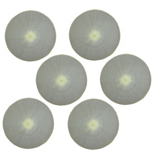 Lot de 6 sets de tables ronds en jute GREGE - Diam. 38 cm - Gris