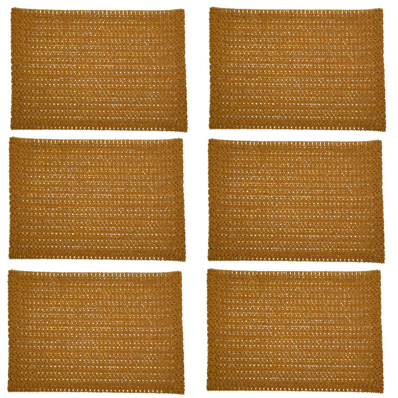 Lot de 6 sets de tables rectangles en jute TORSA - 31 x 45 cm - Marron