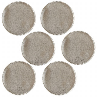 Lot de 6 sets de tables ronds en jute ALAGO - Diam. 38 cm - Argent