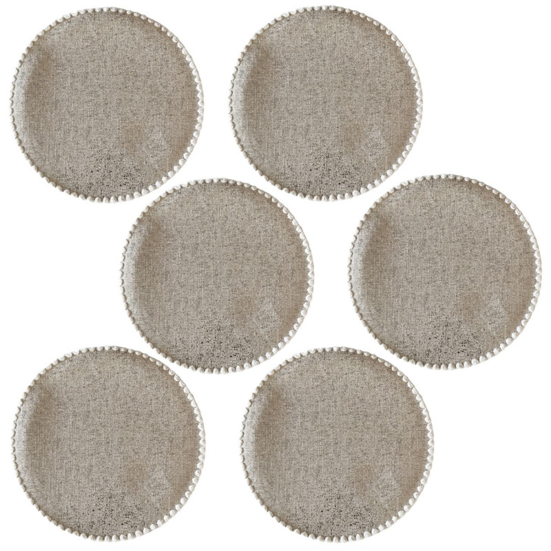 Lot de 6 sets de tables ronds en jute ALAGO - Diam. 38 cm - Argent
