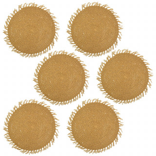 Lot de 6 sets de tables ronds en jute FILI - Diam. 38 cm - Marron