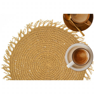 Lot de 6 sets de tables ronds en jute FILI - Diam. 38 cm - Marron