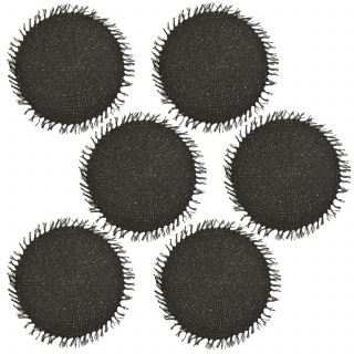 Lot de 6 sets de tables ronds en jute FILI - Diam. 38 cm - Noir