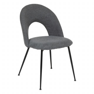 Lot de 4 chaises pieds métal assise tissu RAVEN - Gris