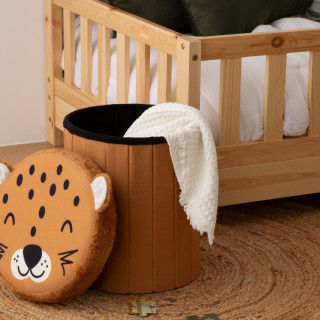 Pouf-coffre enfant imprimé léopard ANOKI - Marron
