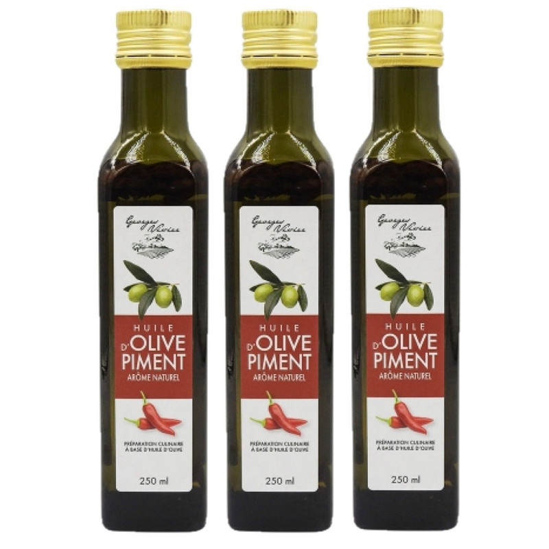 Lot 3x Huile d'olive au piment - Bouteille 250ml
