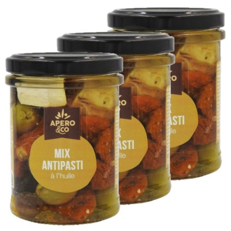 Lot 3x Mix antipasti à l'huile - Bocal 180g Lot 3x Mix antipasti à l'huile - Bocal 180g