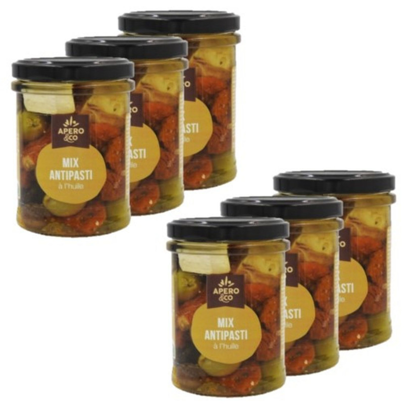 Lot 6x Mix antipasti à l'huile - Bocal 180g Lot 6x Mix antipasti à l'huile - Bocal 180g