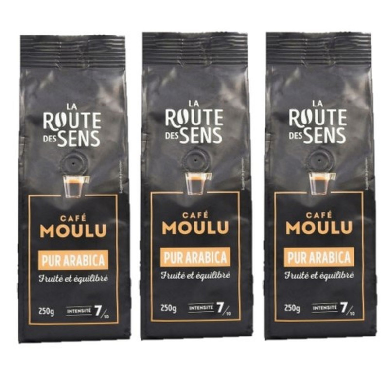 Lot 3x Café moulu 100% Arabica - Paquet 250g Lot 3x Café moulu 100% Arabica - Paquet 250g