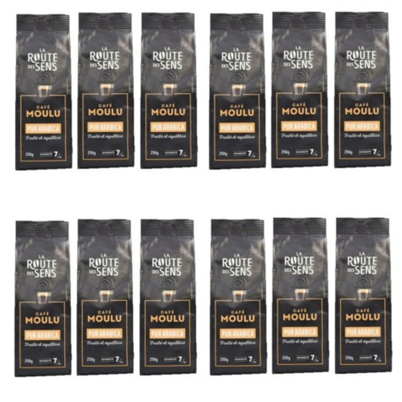 Lot 12x Café moulu 100% Arabica - Paquet 250g Lot 12x Café moulu 100% Arabica - Paquet 250g