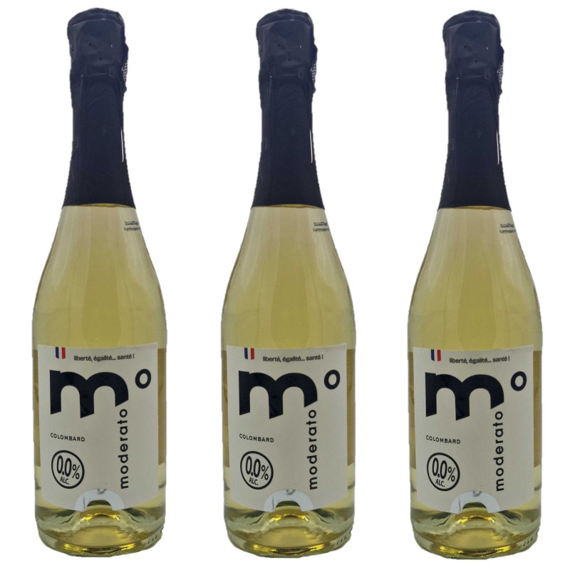 Lot 3x Boisson pétillante sans alcool Moderato - Bouteille 750ml