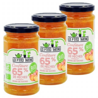 Lot 3x Confiture de pêches allégée BIO - Pot 255g
