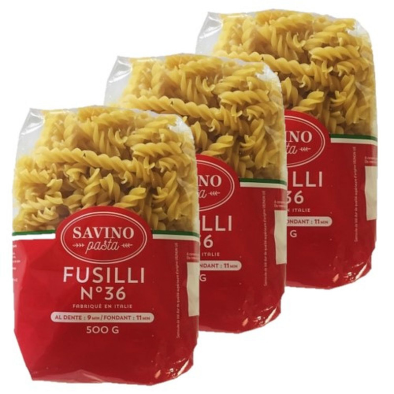Lot 3x Pâtes Fusilli n°36 - Paquet 500g Lot 3x Pâtes Fusilli n°36 - Paquet 500g
