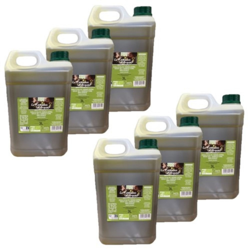 Lot 6x Huile d'olive vierge extra BIO - Bidon 3L