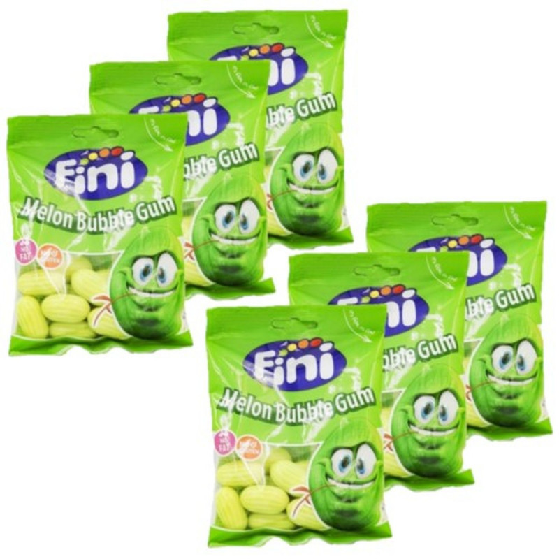 Lot 6x Melon bubble gum - Halal - Sachet 90g