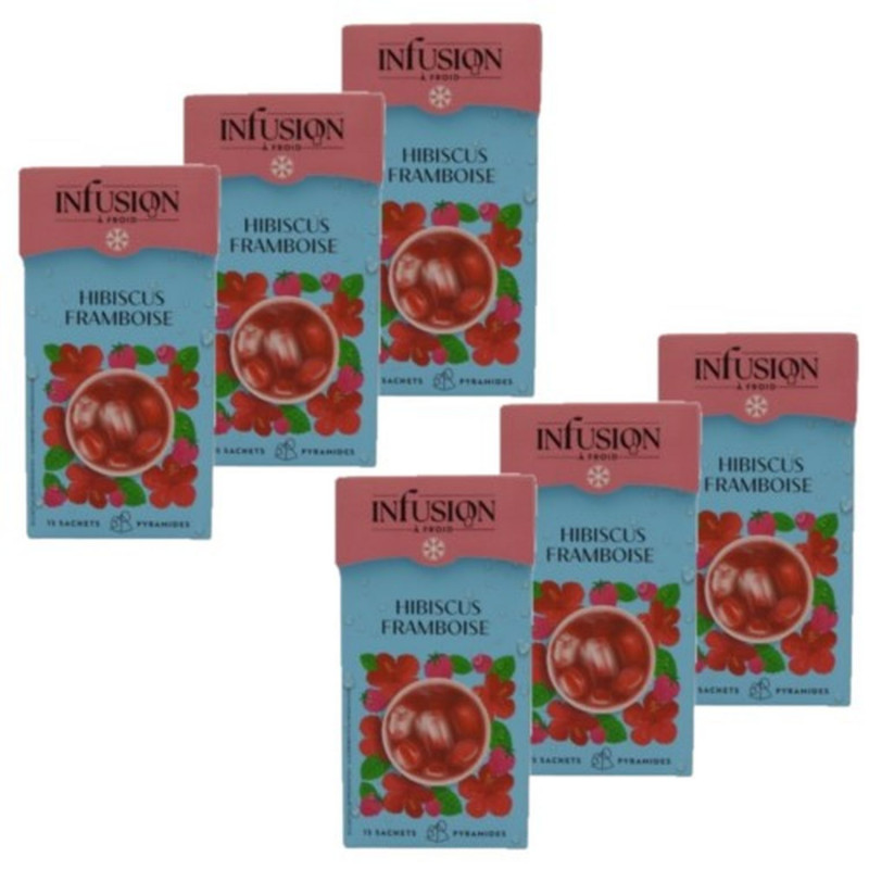 Lot 6x Infusion à froid hibiscus framboise - Boîte 37,5g Lot 6x Infusion à froid hibiscus framboise - Boîte 37,5g