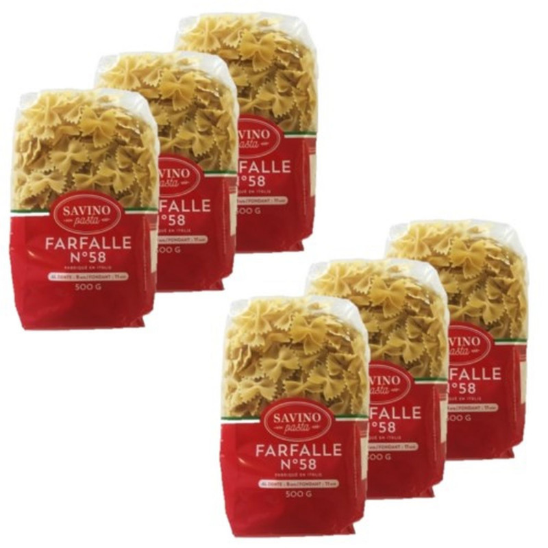 Lot 6x Pâtes Farfalle n°58 - Paquet 500g Lot 6x Pâtes Farfalle n°58 - Paquet 500g
