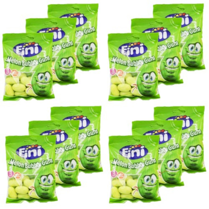 Lot 12x Melon bubble gum - Halal - Sachet 90g