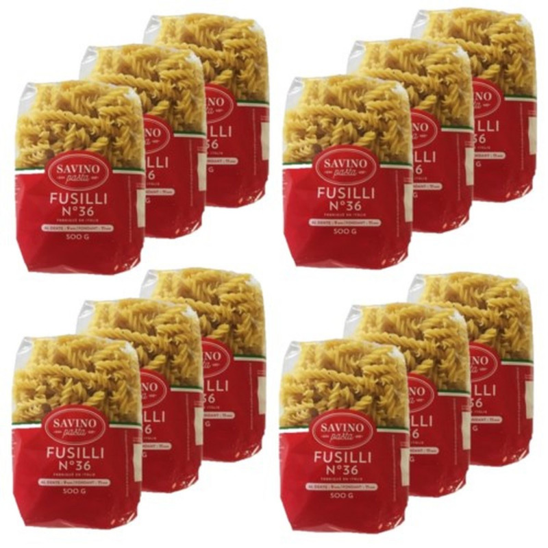 Lot 12x Pâtes Fusilli n°36 - Paquet 500g