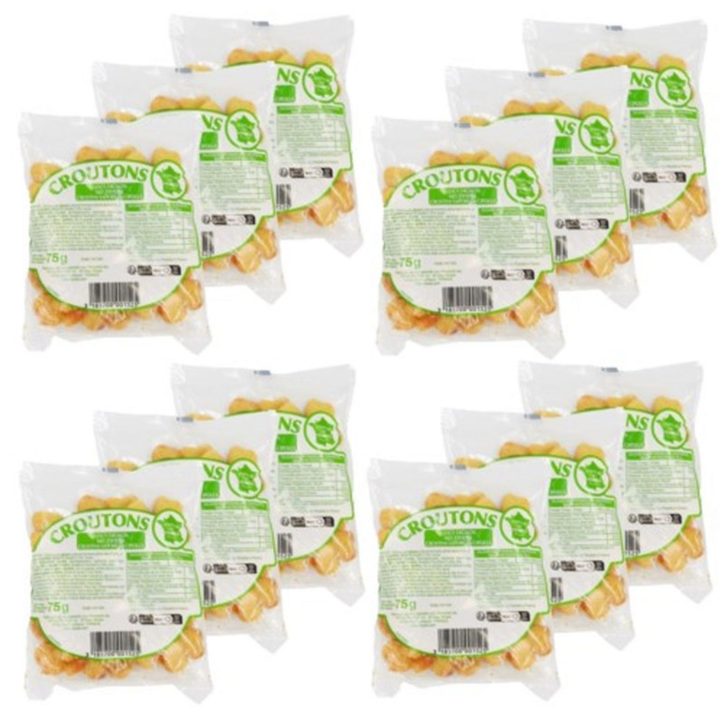 Lot 12x Croûtons goût oignon - Sachet 75g Lot 12x Croûtons goût oignon - Sachet 75g