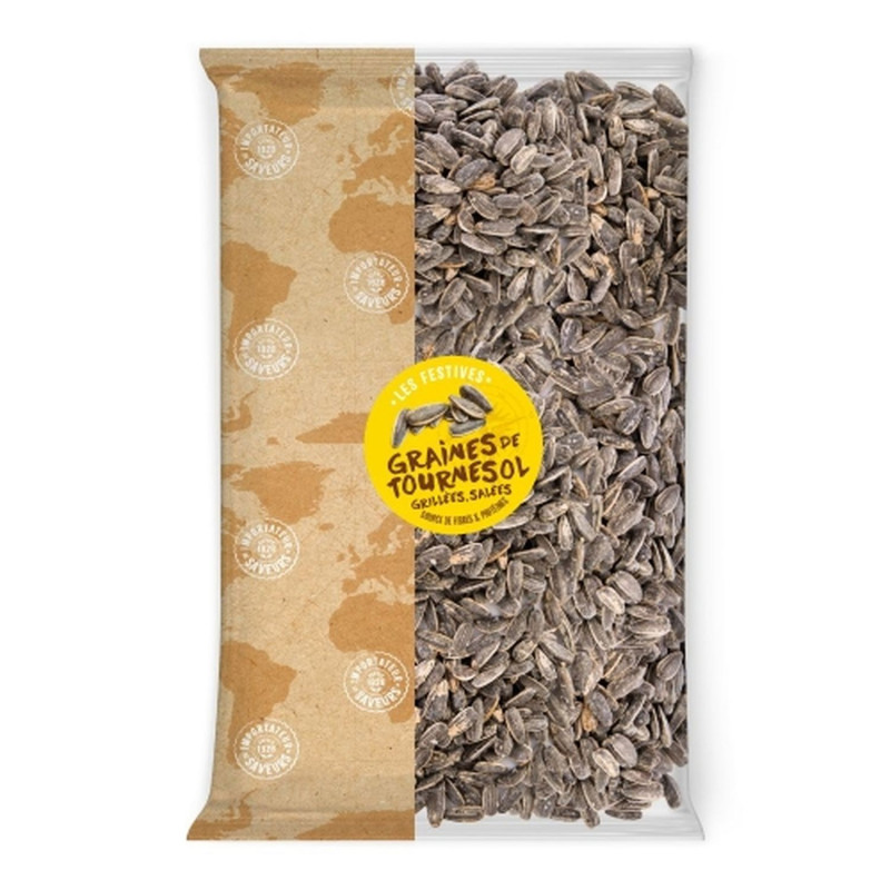 Graines de tournesol grillées salées - Paquet 500g Graines de tournesol grillées salées - Paquet 500g