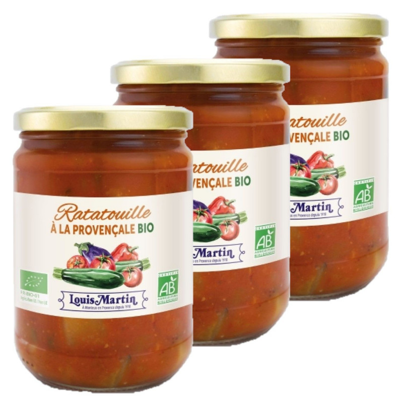 Lot 3x Ratatouille à la provençale BIO - Bocal 520g Lot 3x Ratatouille à la provençale BIO - Bocal 520g