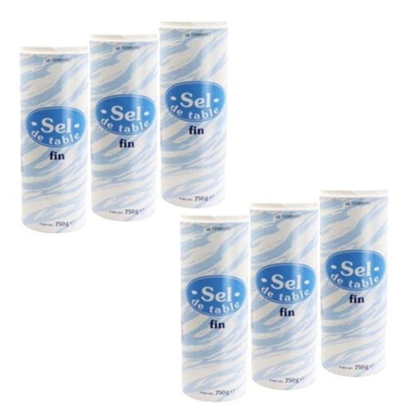 Lot 6x Sel fin - Pot 750g Lot 6x Sel fin - Pot 750g