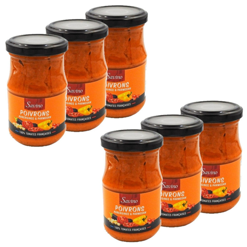 Lot 6x Sauce poivrons aubergines parmesan - Bocal 190g Lot 6x Sauce poivrons aubergines parmesan - Bocal 190g