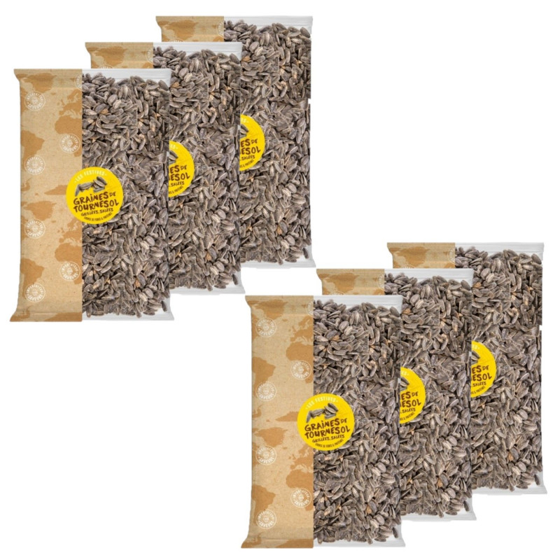 Lot 6x Graines de tournesol grillées salées - Paquet 500g Lot 6x Graines de tournesol grillées salées - Paquet 500g