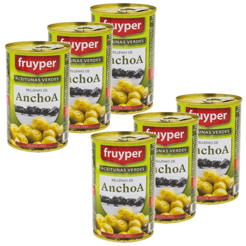 Lot 6x Olives farcies à la pâte d'anchois - Conserve 300g