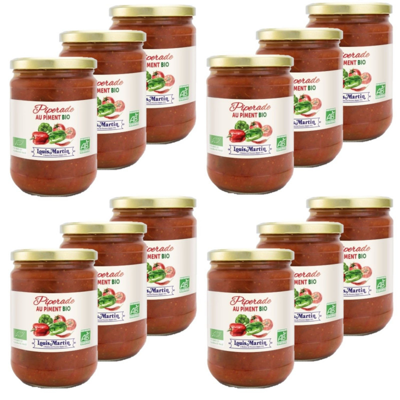 Lot 12x Piperade au piment BIO - Bocal 520g Lot 12x Piperade au piment BIO - Bocal 520g