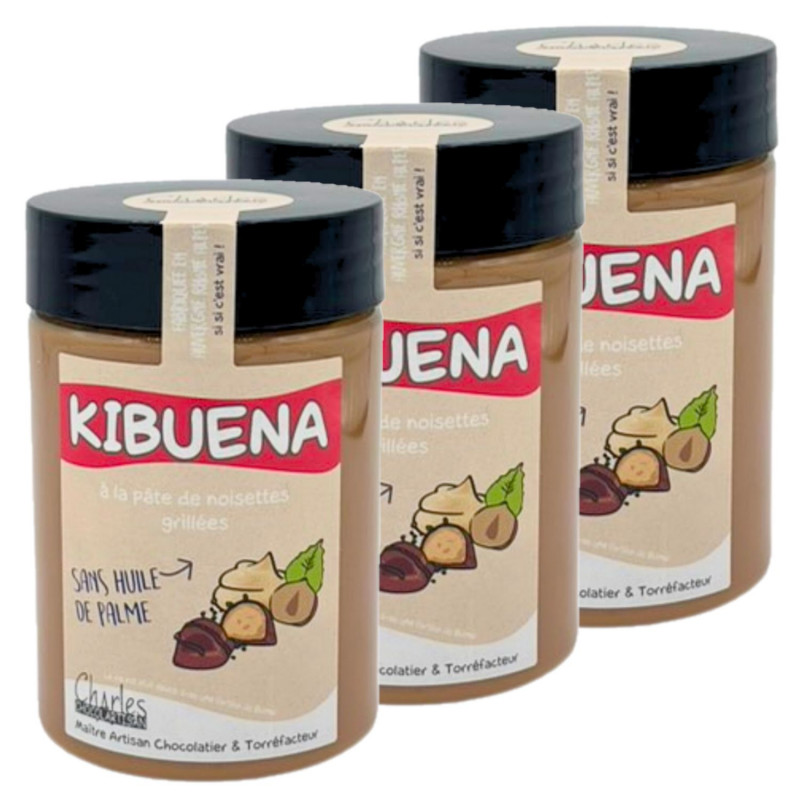 Lot 3x Pâte à tartiner à la crème de noisettes Kibuena - Pot 280g Lot 3x Pâte à tartiner à la crème de noisettes Kibuena - Pot 280g