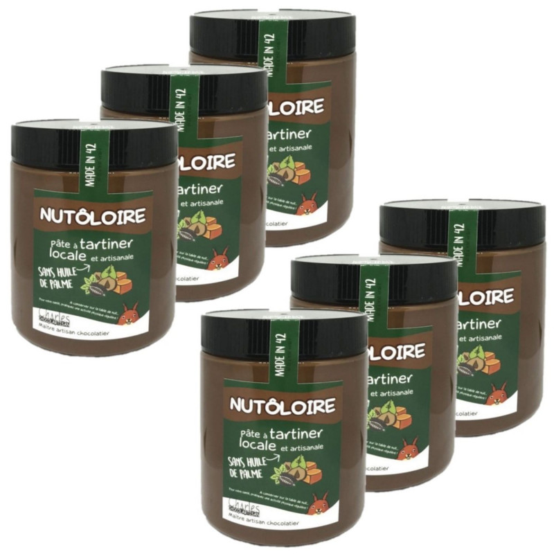 Lot 6x Pâte à tartiner noisette et caramel Nutôloire - Pot 570g Lot 6x Pâte à tartiner noisette et caramel Nutôloire - Pot 570g