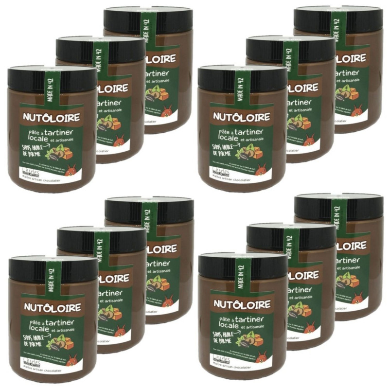 Lot 12x Pâte à tartiner noisette et caramel Nutôloire - Pot 570g