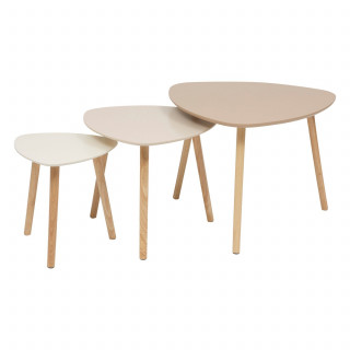 Ensemble de 3 tables d'appoint MILEO - Beige