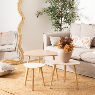 Ensemble de 3 tables d'appoint MILEO - Beige
