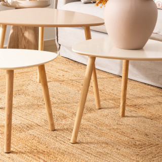 Ensemble de 3 tables d'appoint MILEO - Beige