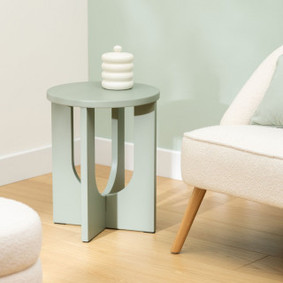 Table à café ronde en bois BLOOM - Vert de gris