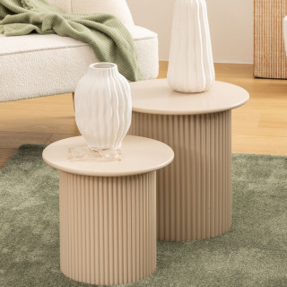 Ensemble de 2 tables à café en bois EINO - Beige