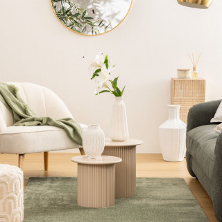 Ensemble de 2 tables à café en bois EINO - Beige