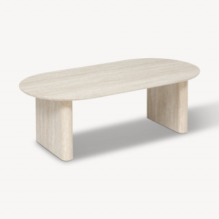 Table basse en bois effet travertin ANAYA - Beige