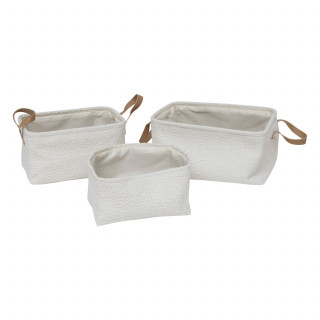 Lot de 3 paniers rectangles effet bouclette LOE - Blanc