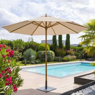 Parasol droit rond en oléfine TINAEI - Diam 300 cm - Taupe