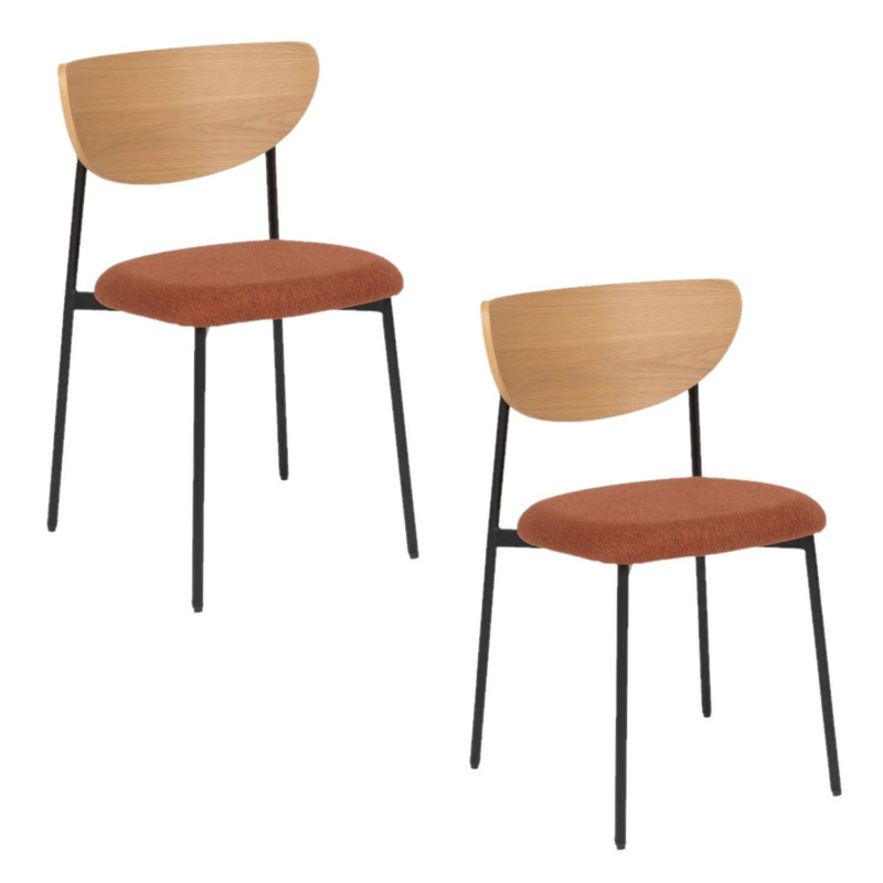 Lot de 2 chaises avec pieds en métal JAISA - Ambre Lot de 2 chaises avec pieds en métal JAISA - Ambre