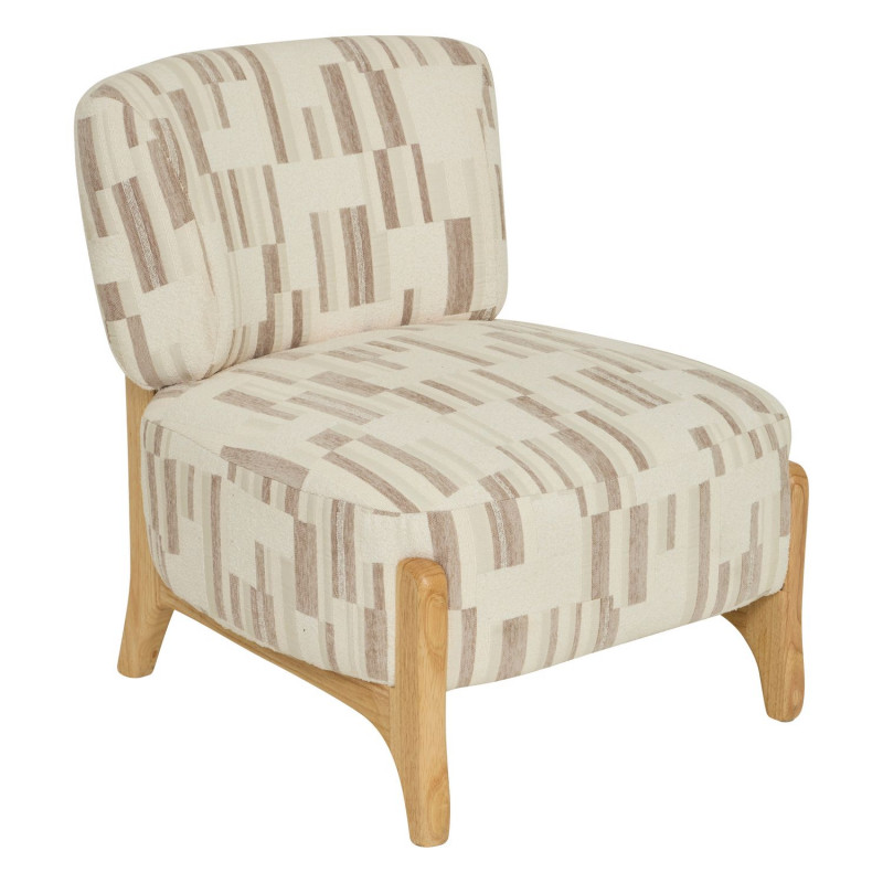 Fauteuil en chenille avec pieds en bois effet naturel CALIX - Beige Fauteuil en chenille avec pieds en bois effet naturel CALIX - Beige