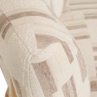 Fauteuil en chenille avec pieds en bois effet naturel CALIX - Beige
